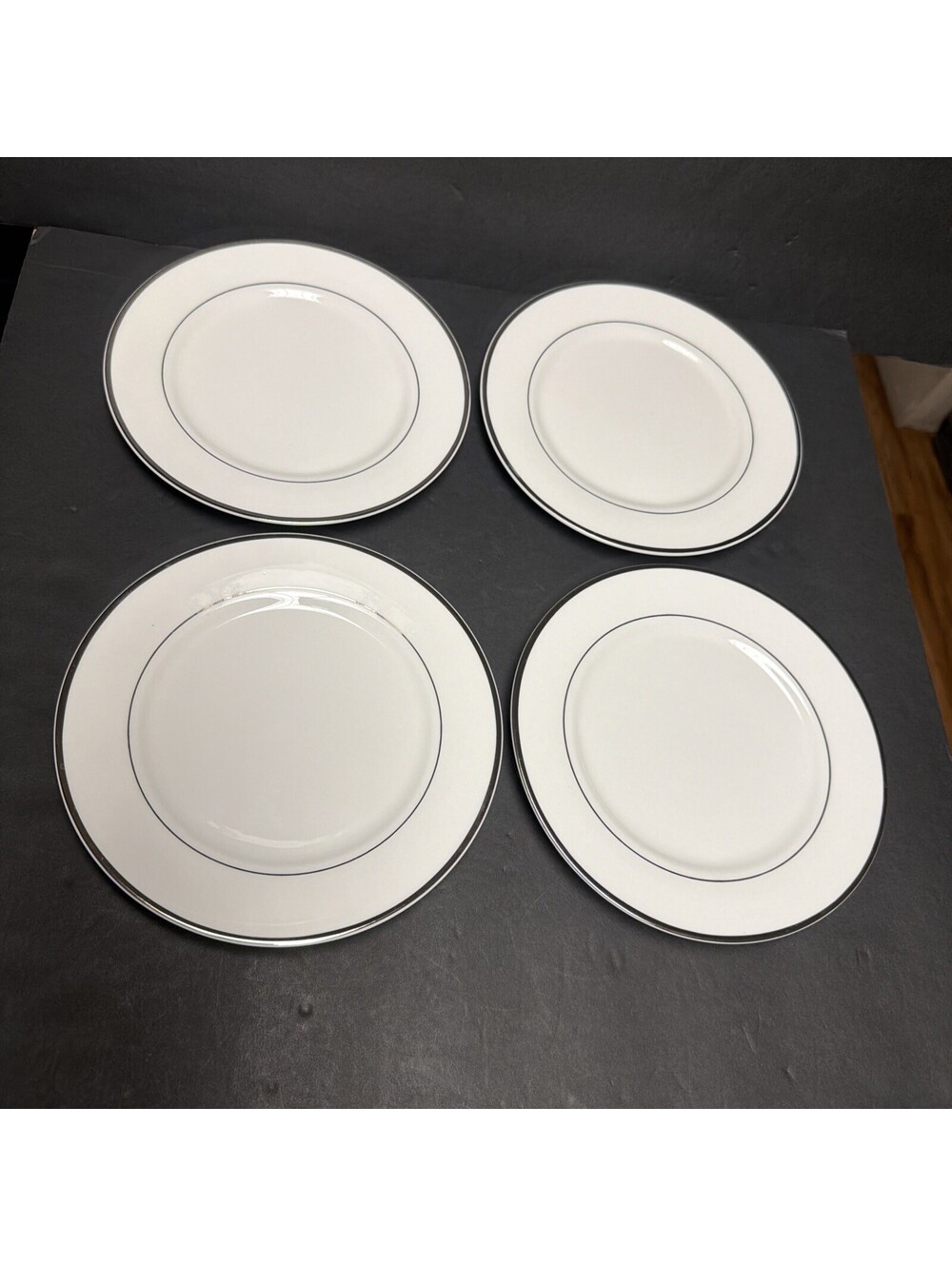 VTG International Silver Co Salad Or Dessert Plates Silver Trim Minimalist Nice